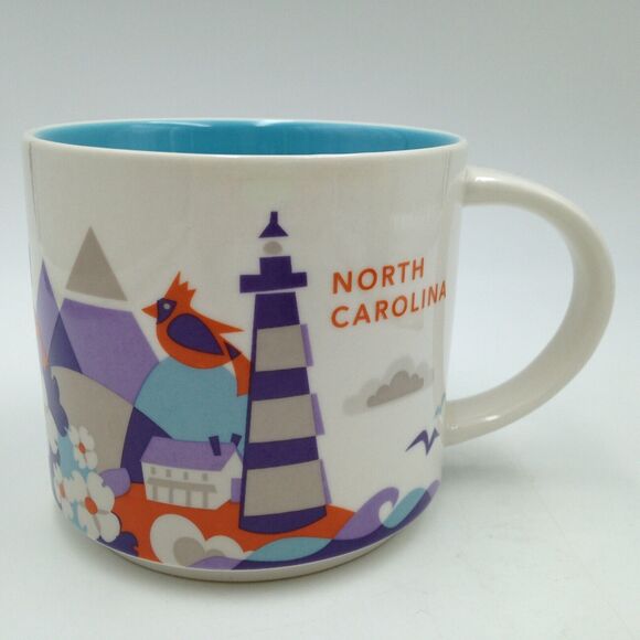 Starbucks You Are Here North Carolina Coffee Mug Cup 2013 Blue Interior - Picture 1 of 8
